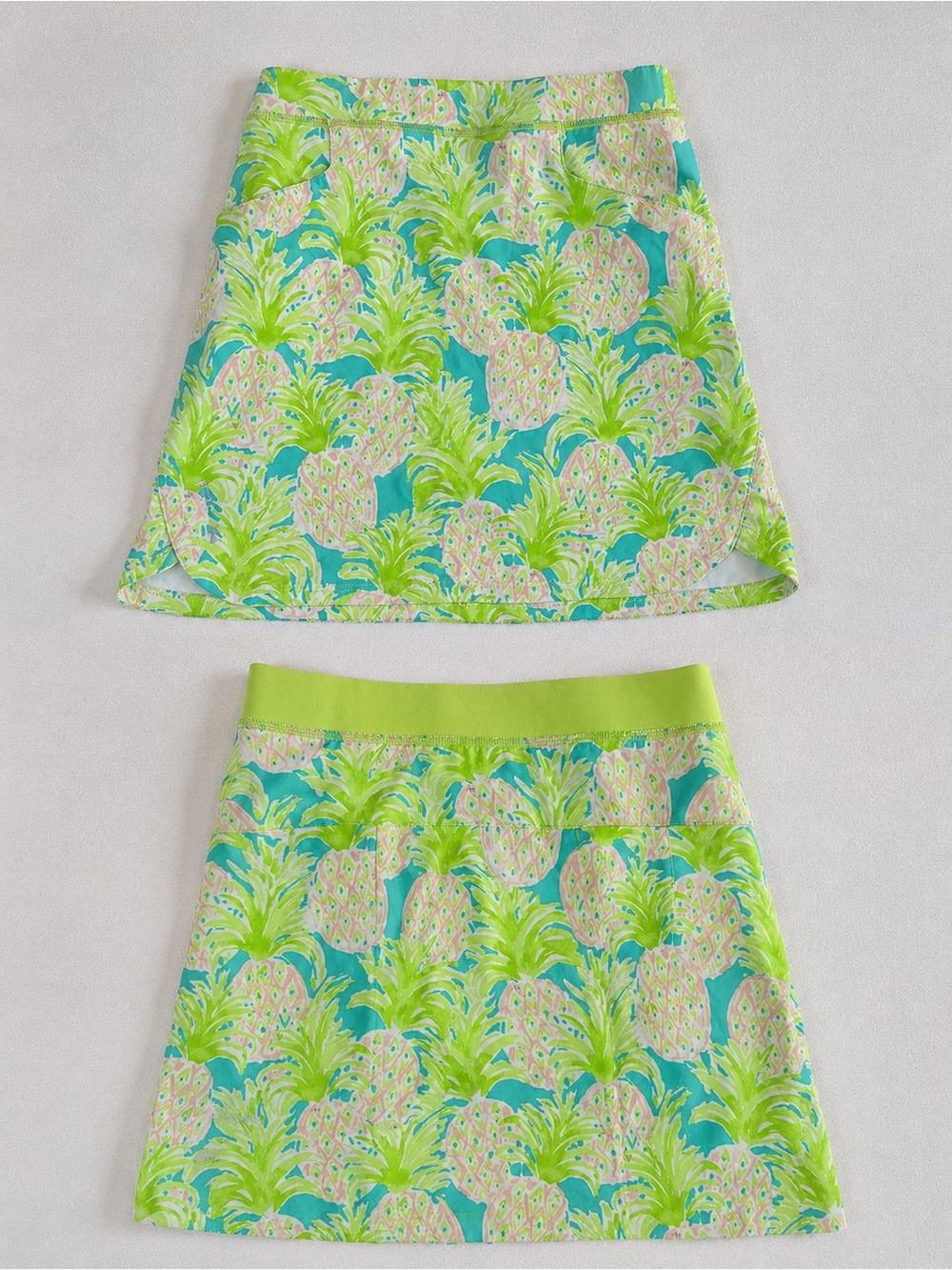 Ralph Lauren Lime Green and Teal Pineapple Print Mini Skirt